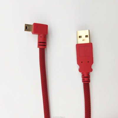 Kırmızı Özel USB 2.0 USB A Erkek Doğru Köşe Mini USB Kablo Hızlı Şarj